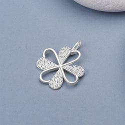Lucky Infinity Heart Four Leaf Clover Pendant Silver Pendant