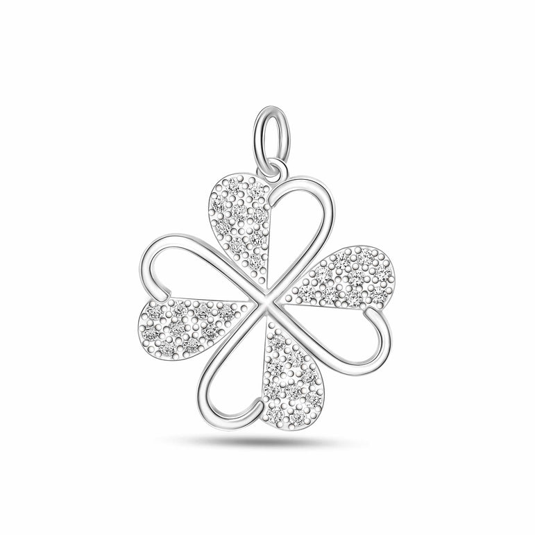 Lucky Infinity Heart Four Leaf Clover Pendant Silver Pendant