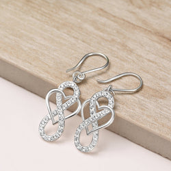 CZ Infinity Heart Silver Dangling Earrings Drop Earrings