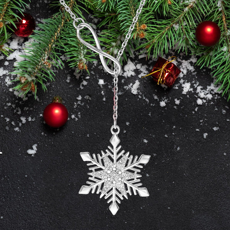 Infinity Snowflake Necklace Sterling Silver Pendant Necklace