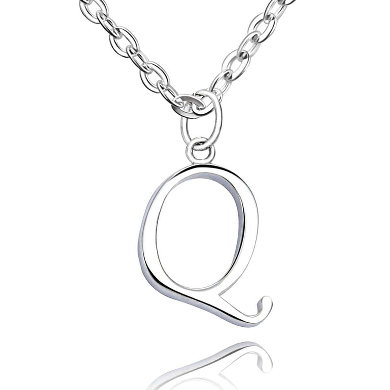 Simple Initial Necklaces Sterling Silver, 26 Alphabets Pendant Necklace