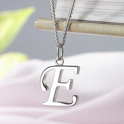 Simple Initial Sterling Silver Pendants, 26 Alphabets Pendant Necklace