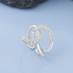 CZ Double Loop Ring Silver Adjustable Swirl Ring Adjustable Ring
