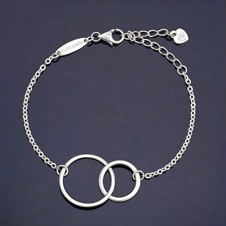 Minimalist Interlocking Circle Bracelet Sterling Silver Bracelets