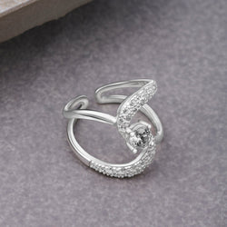 CZ Double Loop Ring Silver Adjustable Swirl Ring Adjustable Ring