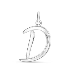 Cursive Initial Pendant Sterling Silver, 26 Alphabets Pendant