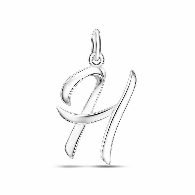 Cursive Initial Pendant Sterling Silver, 26 Alphabets Pendant
