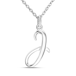 Cursive Letter Necklace Sterling Silver, 26 Alphabets Pendant Necklace