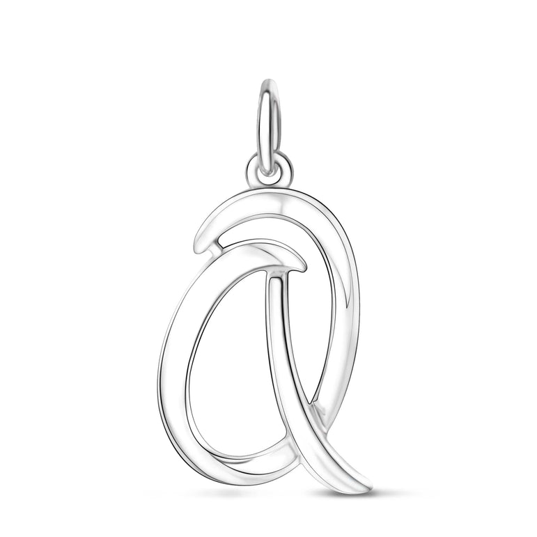 Cursive Initial Pendant Sterling Silver, 26 Alphabets Pendant