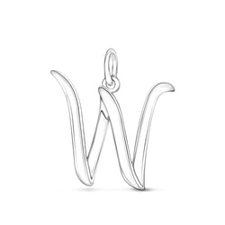 Cursive Initial Pendant Sterling Silver, 26 Alphabets Pendant