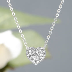 Heart Necklace Sterling Silver Chain Love Necklace Pendant Necklace