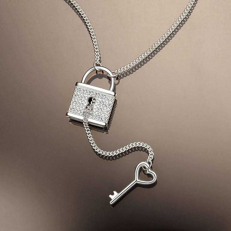Love Lock and Key Necklace Sterling Silver Pendant Necklace