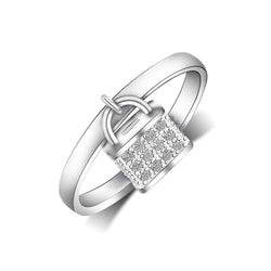 CZ Lock Sterling Silver Ring Ring
