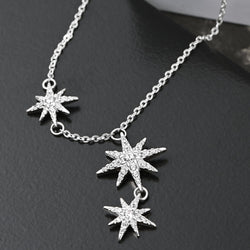 CZ Falling Star Necklace Silver Star Jewelry Pendant Necklace