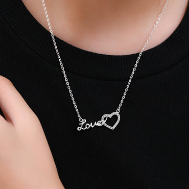 Forever Love Interlocked Heart Necklace Silver Pendant Necklace