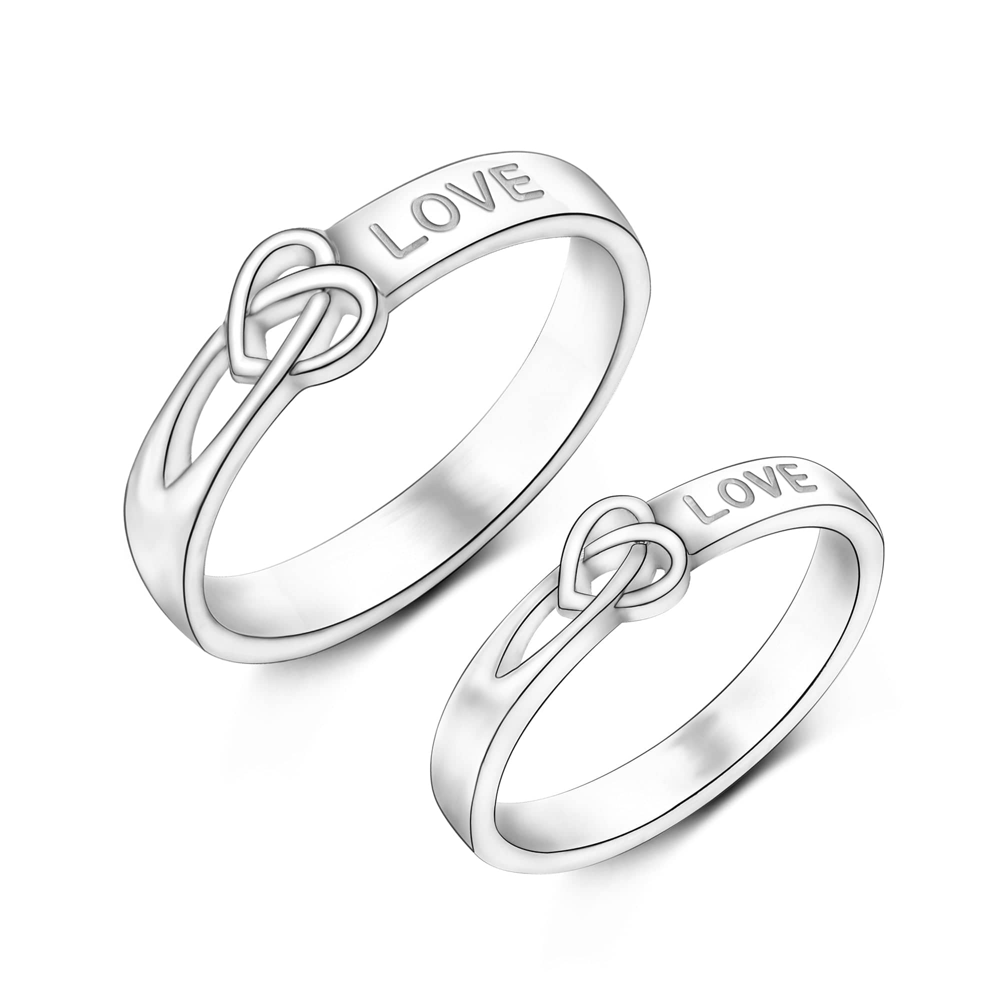 Infinity Love Knot Silver Promise Rings for Couples Set Couple Ring