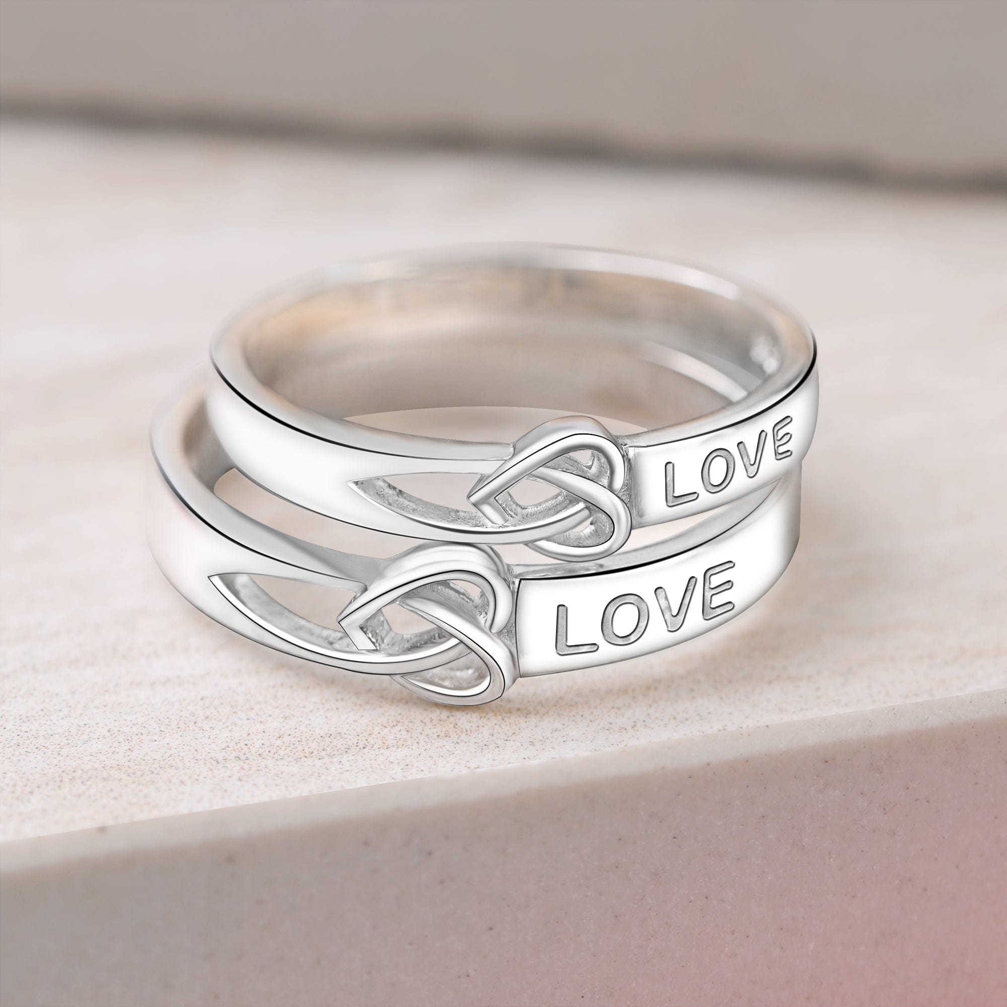 Sterling Silver Criss Cross Infinity Love Knot Couple Rings