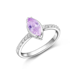 Lavender CZ Marquise Engagement Ring Vintage Silver Promise Ring US5 / High Polished