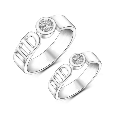 CZ I Do Silver Commitment Rings for Couples Set Couple Ring