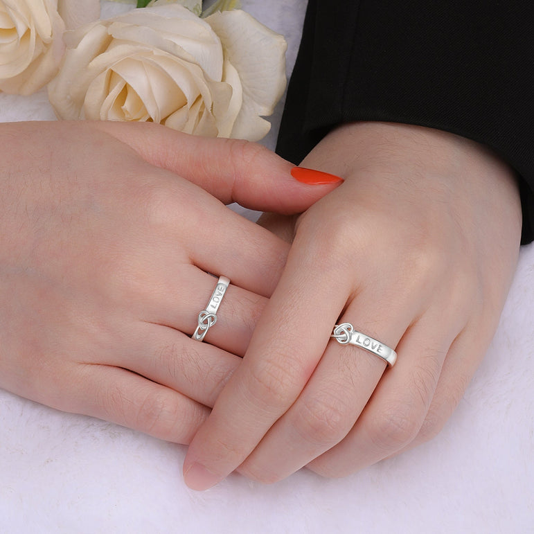 Infinity Love Knot Silver Promise Rings for Couples Set Couple Ring