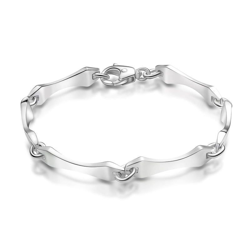 Men's Bamboo Link Sterling Silver Bracelet - Eleganzia Jewelry