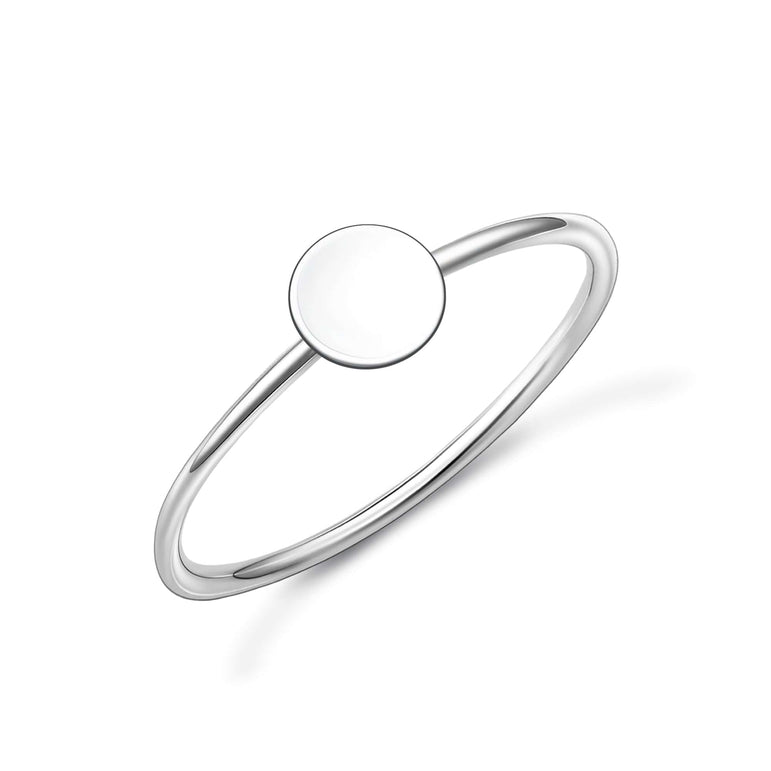 Minimalist Round Circle Ring Sterling Silver Stacking Ring