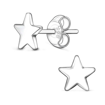 Minimal Star Stud Earrings Sterling Silver Stud Earrings High Polished