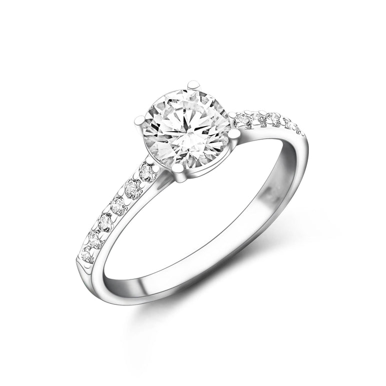 CZ Marry Me Engagement Rings for Her Channel Band Promise Ring US5 / High Polished