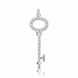 Open Circle Key Sterling Silver Pendant Pendant Necklace