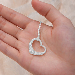 Sparkling CZ Open Heart Necklace Sterling Silver Pendant Necklace