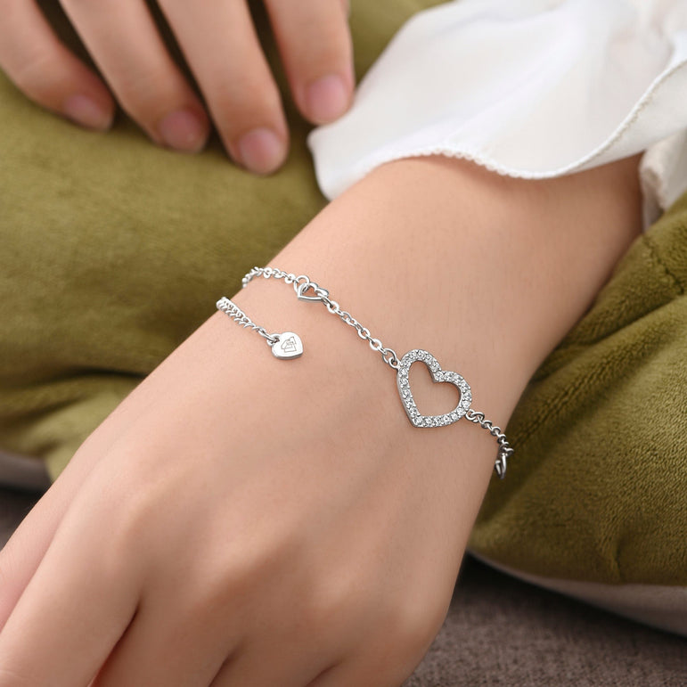 DAINTY Women /Girl 925 Sterling Silver Heart Mixed Chain Love Hand Bracelet  6-7" | eBay