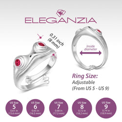 Pink CZ Adjustable Frog Ring Sterling Silver Ring