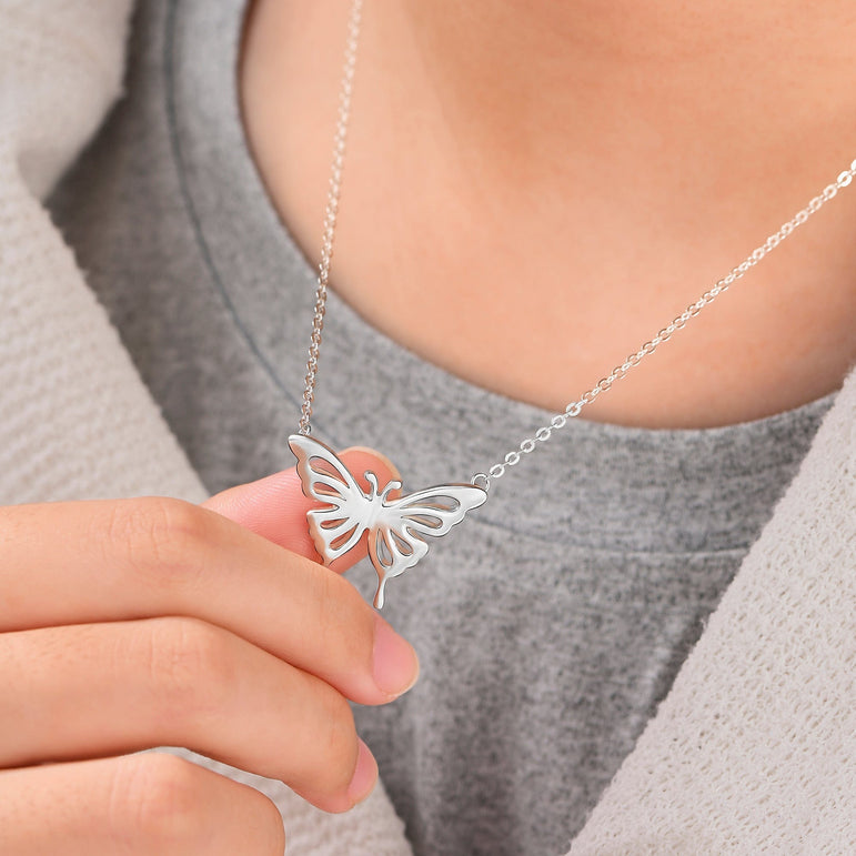 Classic Butterfly Sterling Silver Necklace Pendant Necklace