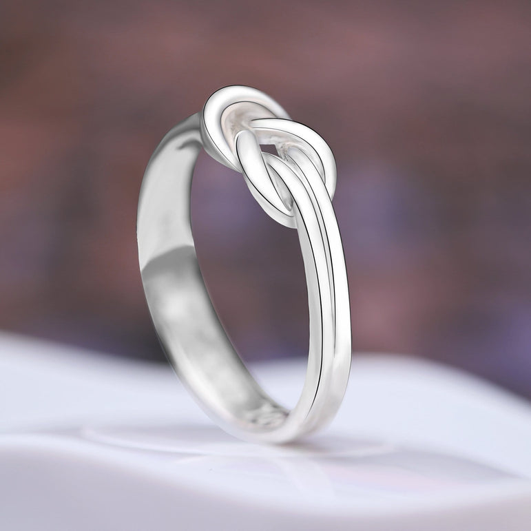 Braided Knot Silver Promise Rings for Him Couple Ring