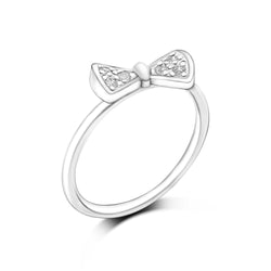 CZ Bowtie Ribbon Sterling Silver Stackable Rings Stacking Ring 5
