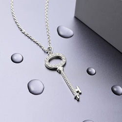 Open Circle Key Necklace Sterling Silver Pendant Necklace