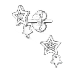 CZ Shooting Star Earrings Stud Sterling Silver Stud Earrings