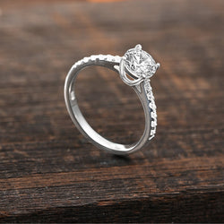 CZ Marry Me Engagement Rings for Her Channel Band Promise Ring