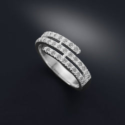 Spiral CZ Simple Wedding Rings Sterling Silver Wedding Ring