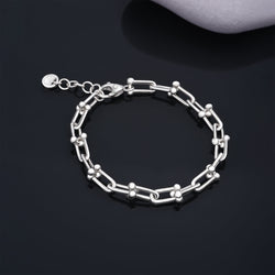 Chunky U Link Chain Bracelet Sterling Silver Horseshoe Bracelet Bracelet