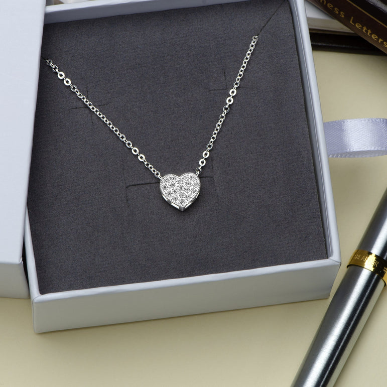 Heart Necklace Sterling Silver Chain Love Necklace Pendant Necklace