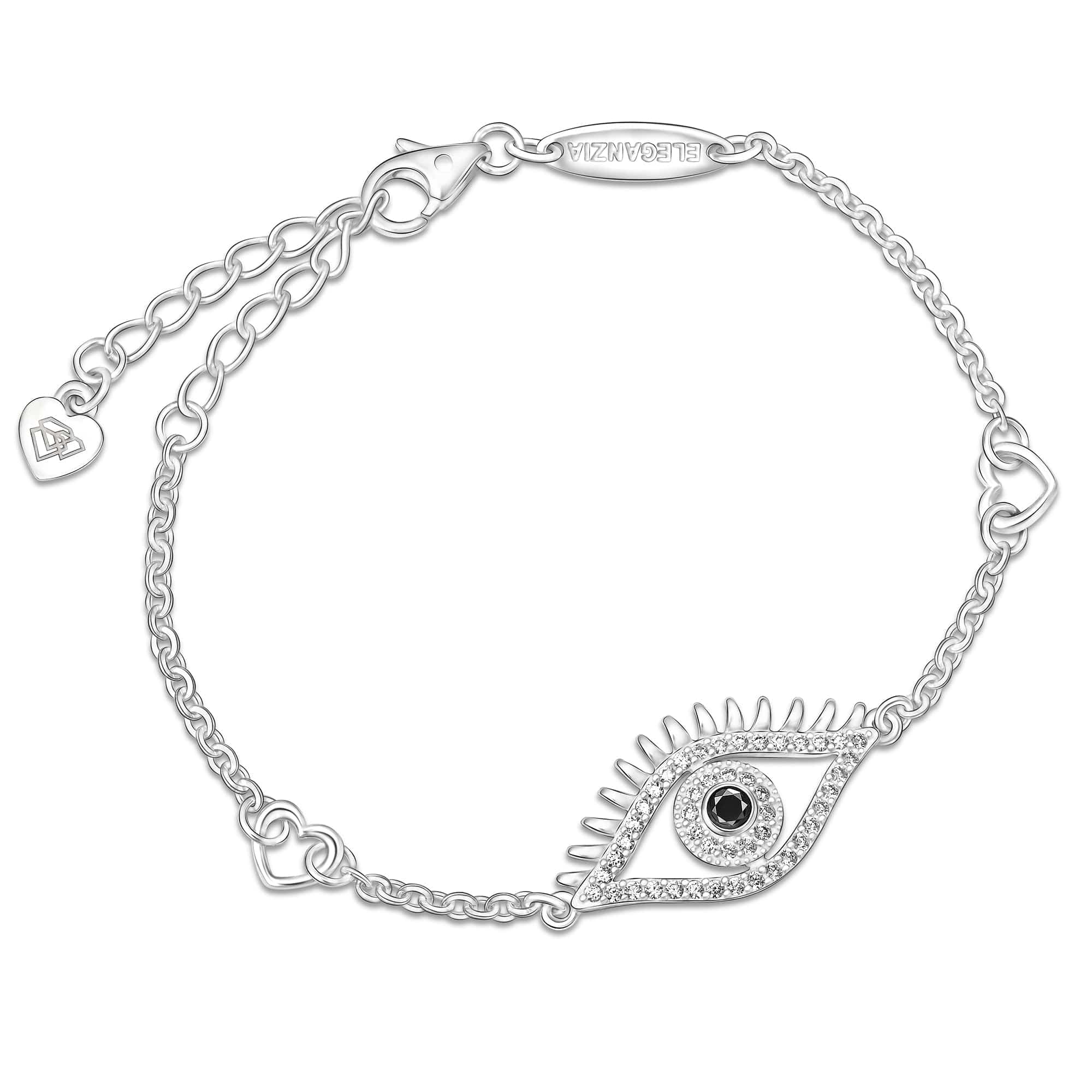 CZ Regal Evil Eye Bracelet with Lashes Sterling Silver Bracelet