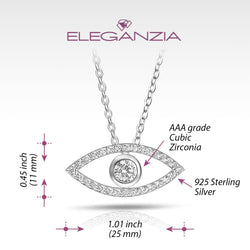 CZ Evil Eye Necklace Sterling Silver Pendant Necklace