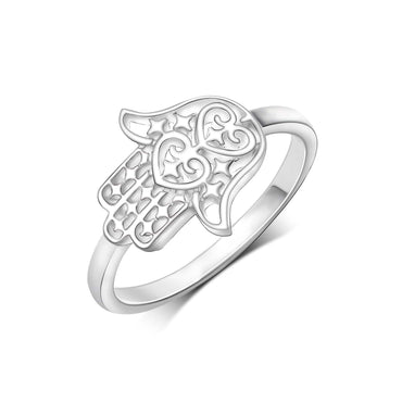 Sterling Silver Hamsa Hand Ring Ring