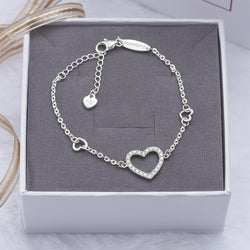 CZ Open Heart Bracelet Sterling Silver Bracelet