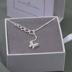 CZ Butterfly Lariat Necklace Sterling Silver Y Necklace