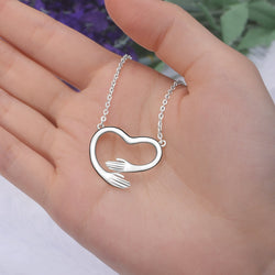 Embracing Love Hug Heart Necklace Sterling Silver Necklaces
