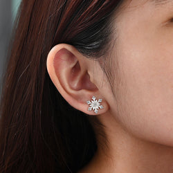 Sterling Silver Snowflake Earrings CZ Stud Earrings Stud Earrings