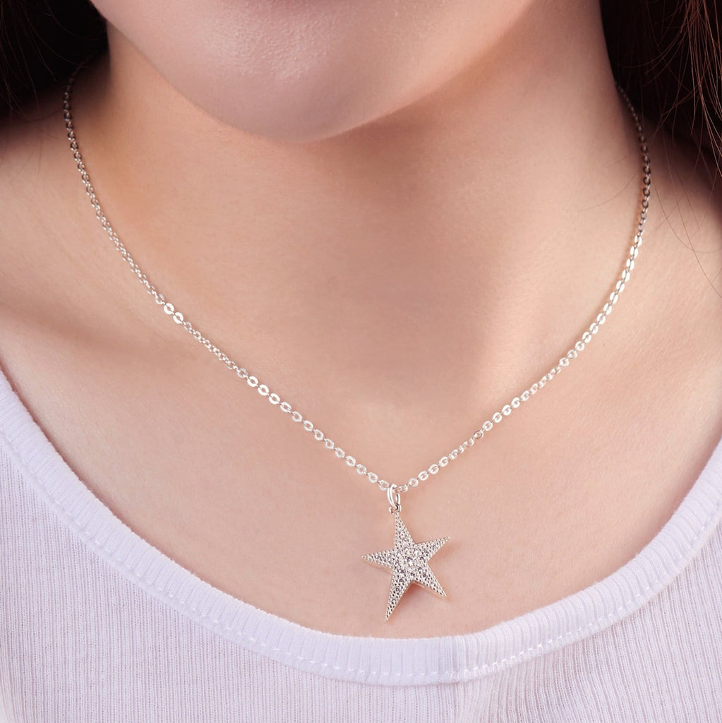 Stars Silver Sterling Silver Star Pendant, Lucky Star Jewelry - Eleganzia Jewelry