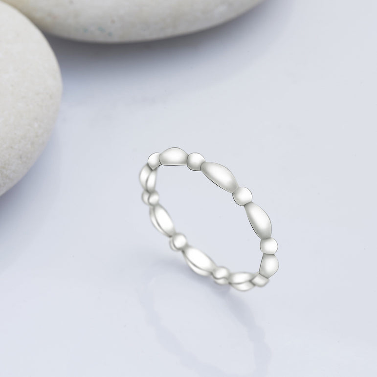 Plain Beaded Sterling Silver Stackable Rings Stacking Ring